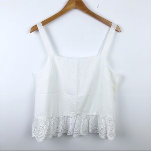 Nwt J. CREW White Lacy Swiss Dot Crop Tank Size 14